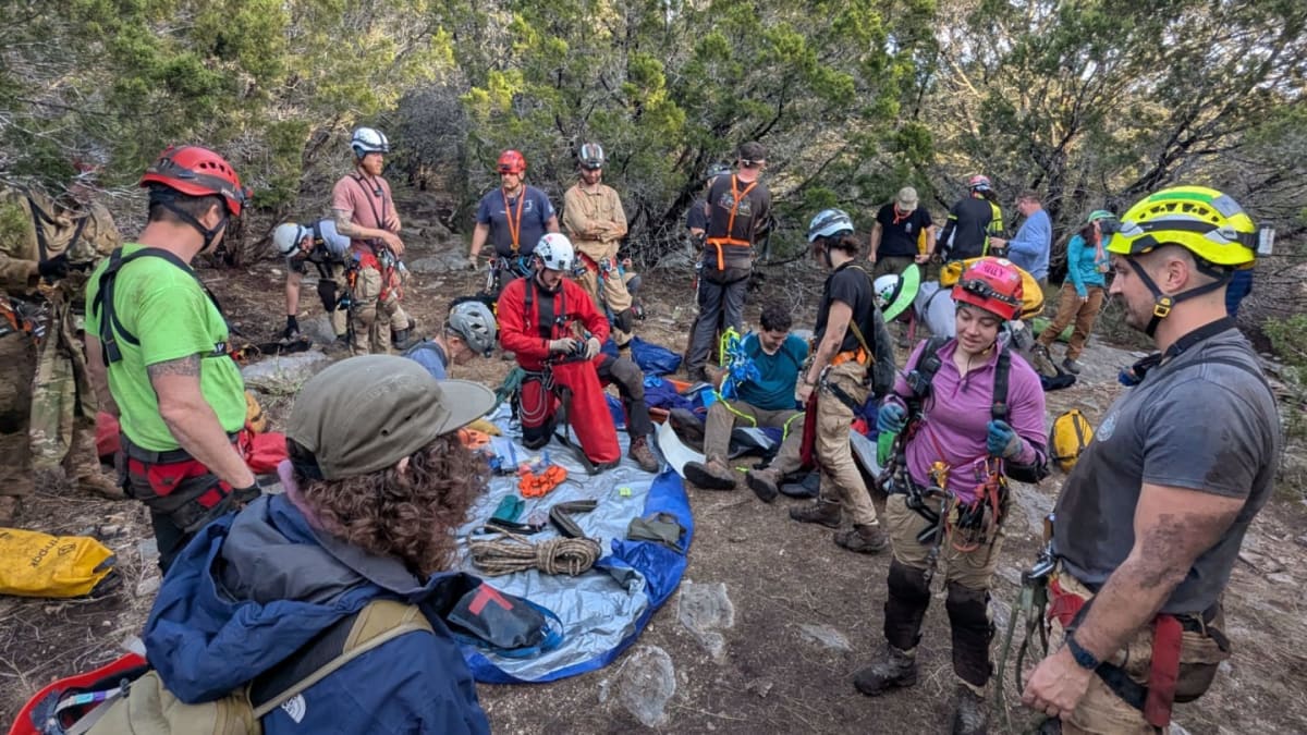 Photo of cavers and rescuers learning at NCRC